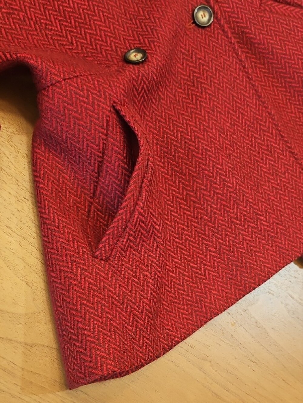 Vintage MaxMara Mainline Red Virgin Wool Blazer & Skirt Suit Size 6 - Picture 8 of 16